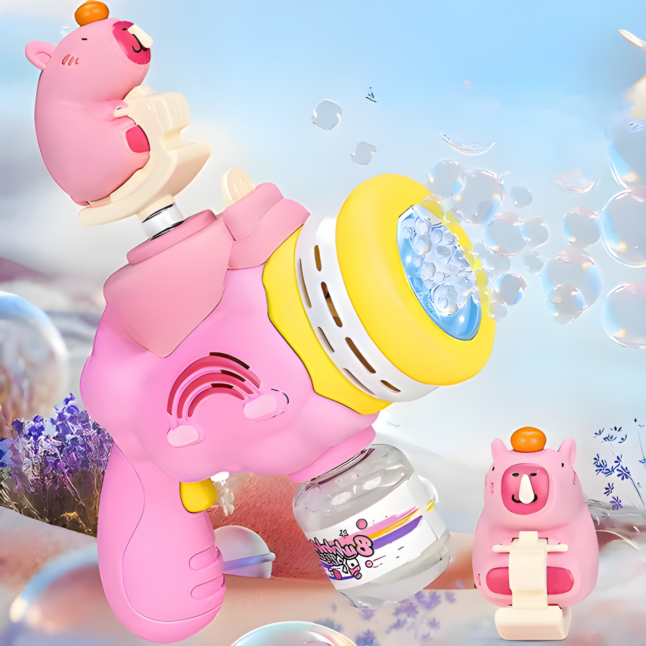 ELECTRIC BEAR BUBBLE GUN WITH LED ATMOSPHERE LIGHT