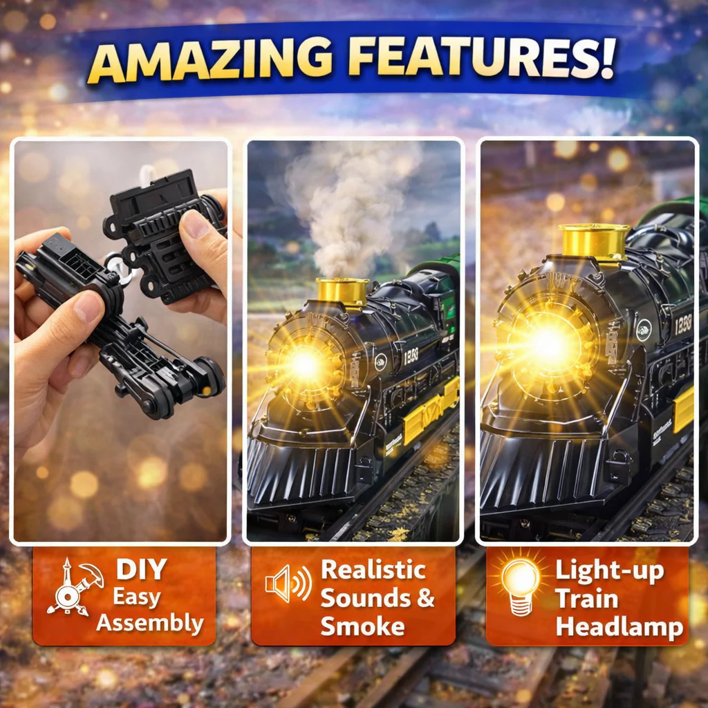 CLASSIC ELECTRIC TRAIN SET – DIY LIGHT & SMOKE TRAIN ADVENTURE