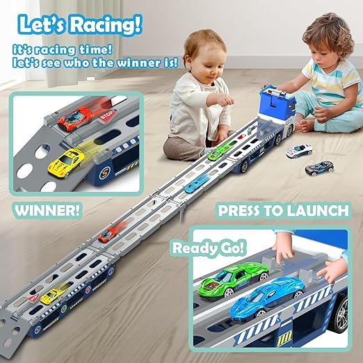 CATAPUL POLICE CARRIER TRUCK WITH 8 METAL CARS