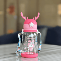 Thumbnail for DEER HORN PLASTIC WATER BOTTEL WITH STRAW FOR KIDS ( PACK OF 1 )