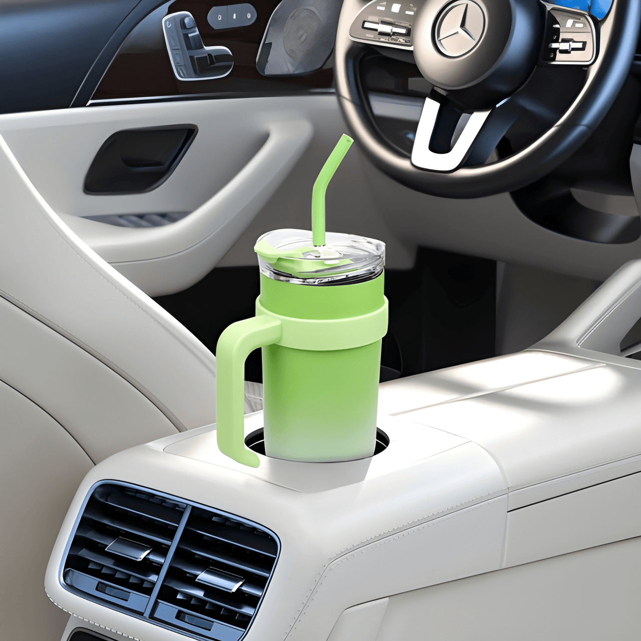 GRADIENT TRAVEL TUMBLER WITH HANDLE & STRAW