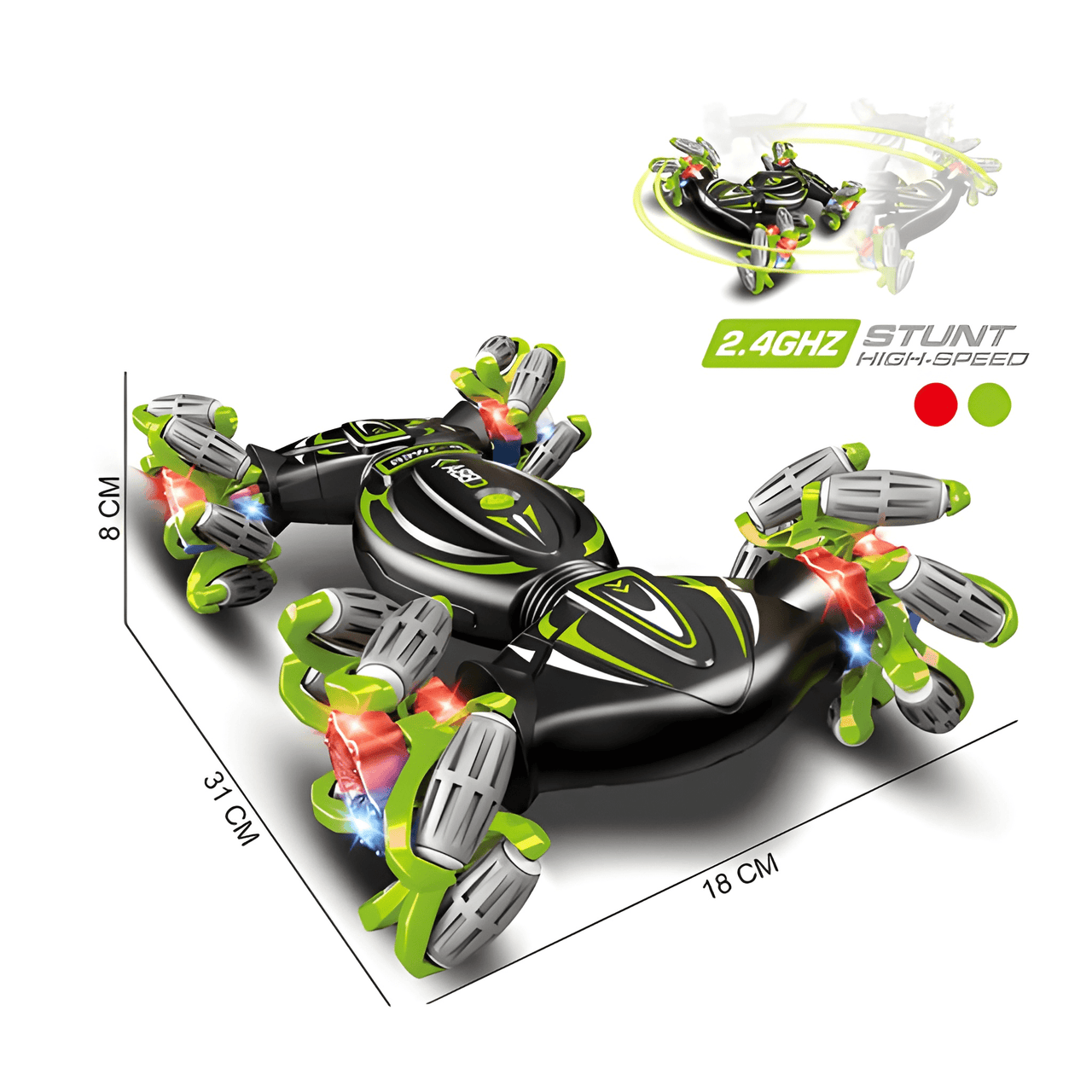 360 LASER LATERAL & BRUST 2.4 GHZ STUNT CAR