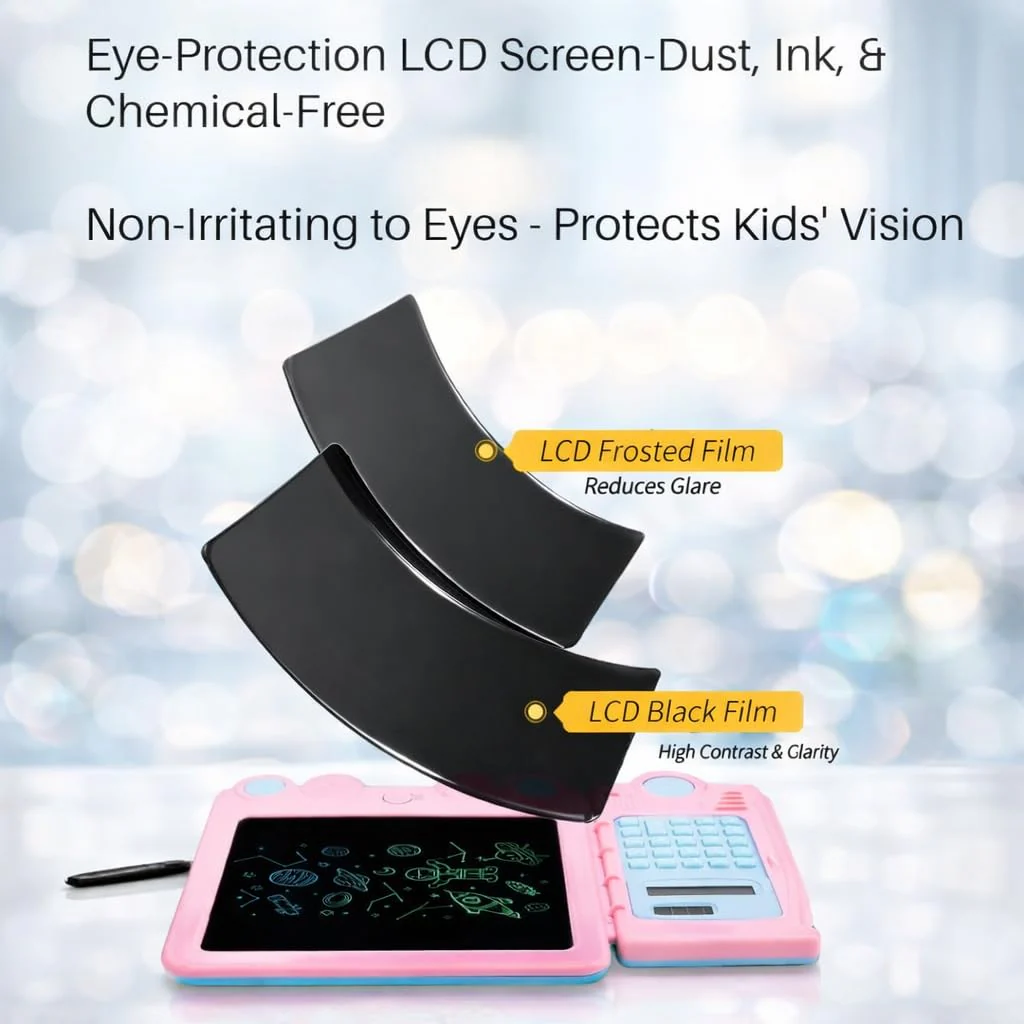 KIDS CALCULATOR & WRITING TABLET COMBO – 2-IN-1 LEARNING DRAWING PAD WITH STYLUS