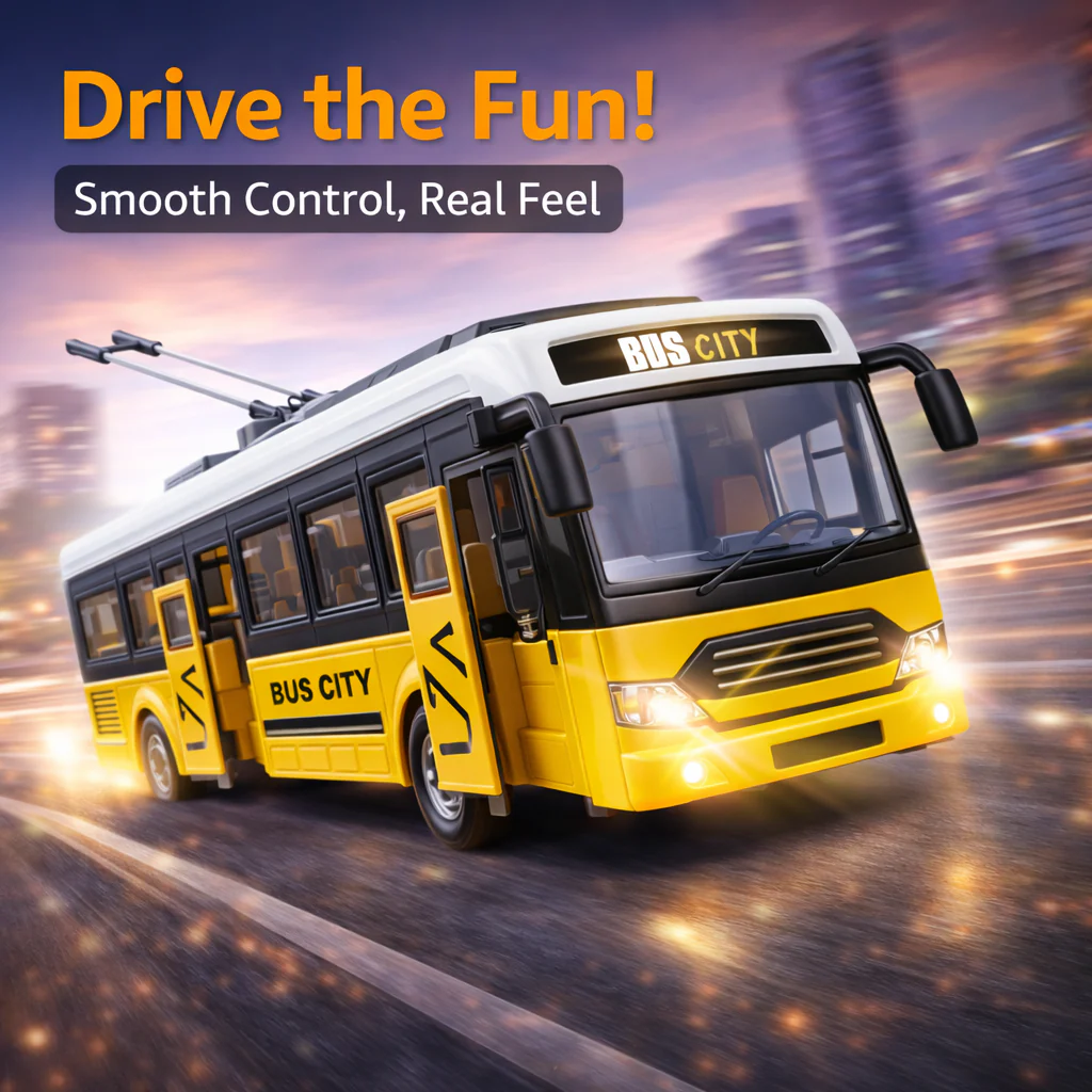 REMOTE CONTROL CITY BUS WITH LIGHTS, SOUNDS & OPENING DOORS – REMOTE CONTROL BUS