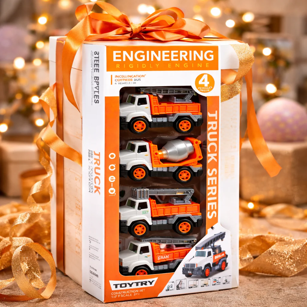 4-PIECE ENGINEERING CONSTRUCTION TRUCK SET – DIECAST MINI FLEET