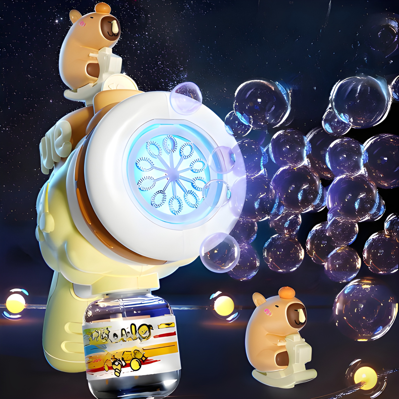 ELECTRIC BEAR BUBBLE GUN WITH LED ATMOSPHERE LIGHT