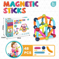 Thumbnail for MAGNETIC STICK BUILDING BLOCKS SET 48 PCS - MULTI COLOR