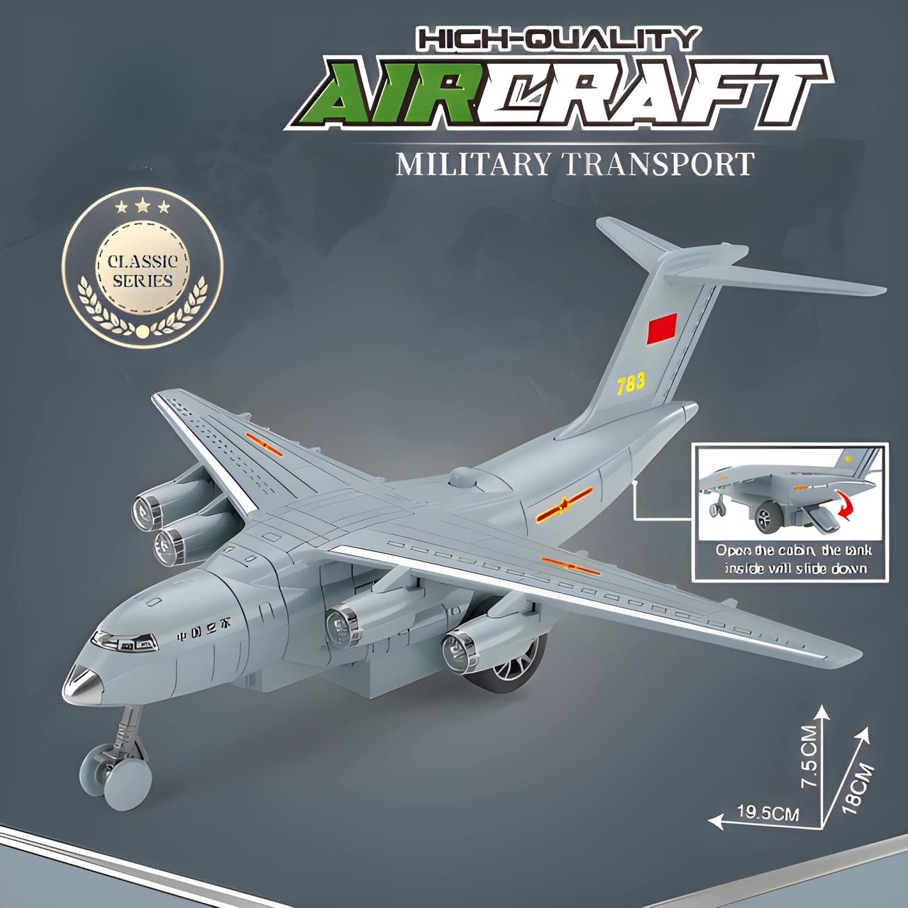 MILITARY TRANSPORT AEROPLANE PULL BACK DINKI FOR KIDS