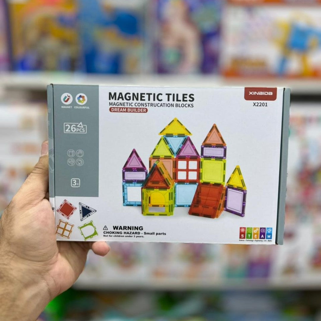 MAGNETIC TILES BUILDING SET – 26 PCS CREATIVE CONSTRUCTION KIT