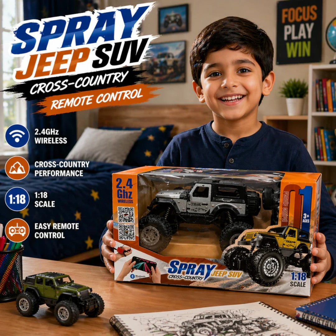 2.4 GHZ RC SPRAY JEEP SUV – OFF-ROAD REMOTE CONTROL CAR WITH MIST EFFECT
