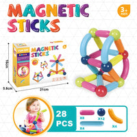 Thumbnail for MAGNETIC STICK BUILDING BLOCKS SET 28 PCS - MULTI COLOR