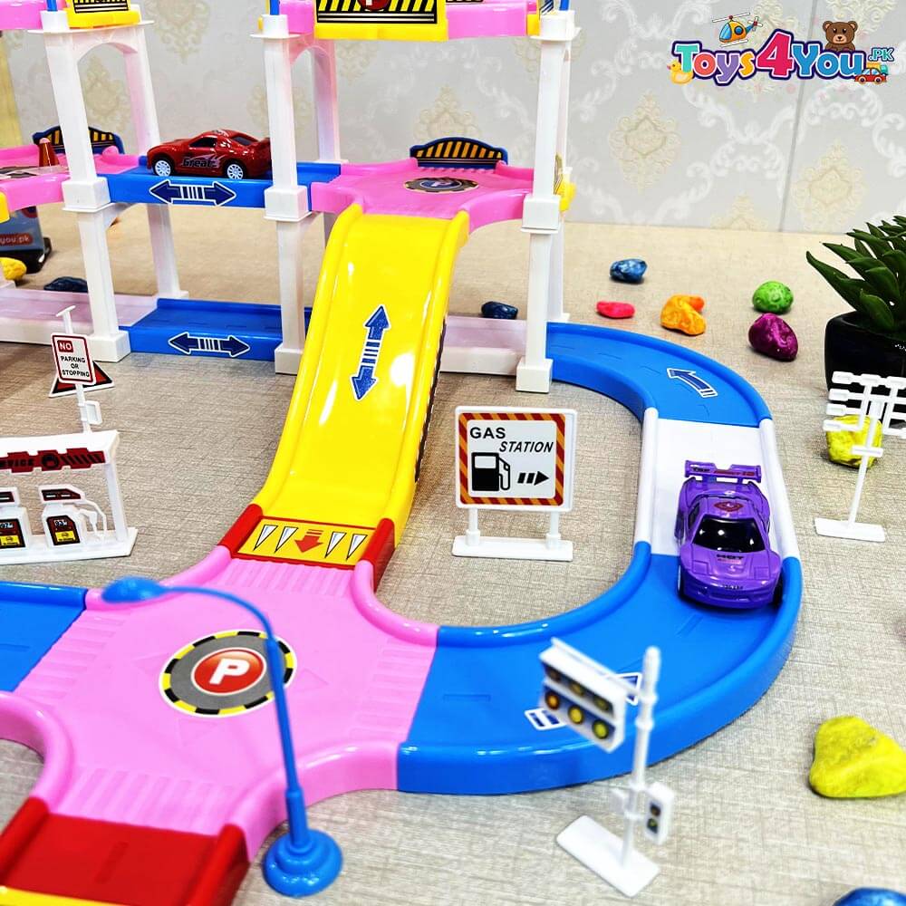 GIRLS CAR & HELICOPTER PARKING TRACK - 72 PCS