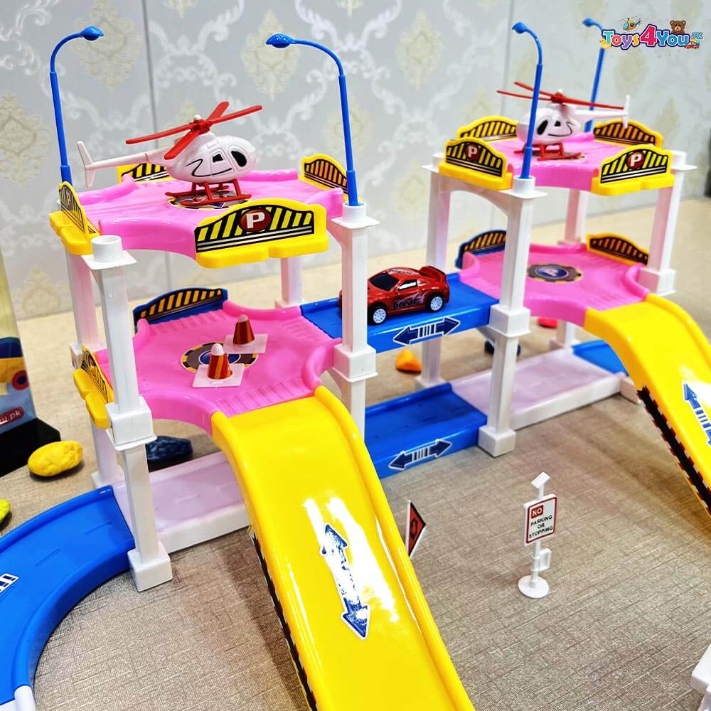 GIRLS CAR & HELICOPTER PARKING TRACK - 72 PCS