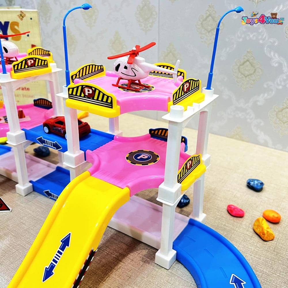 GIRLS CAR & HELICOPTER PARKING TRACK - 72 PCS