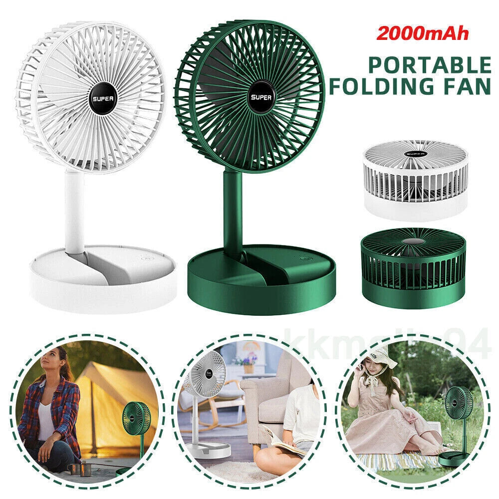 PORTABLE RECHARGEABLE TELESCOPIC FOLDING FAN