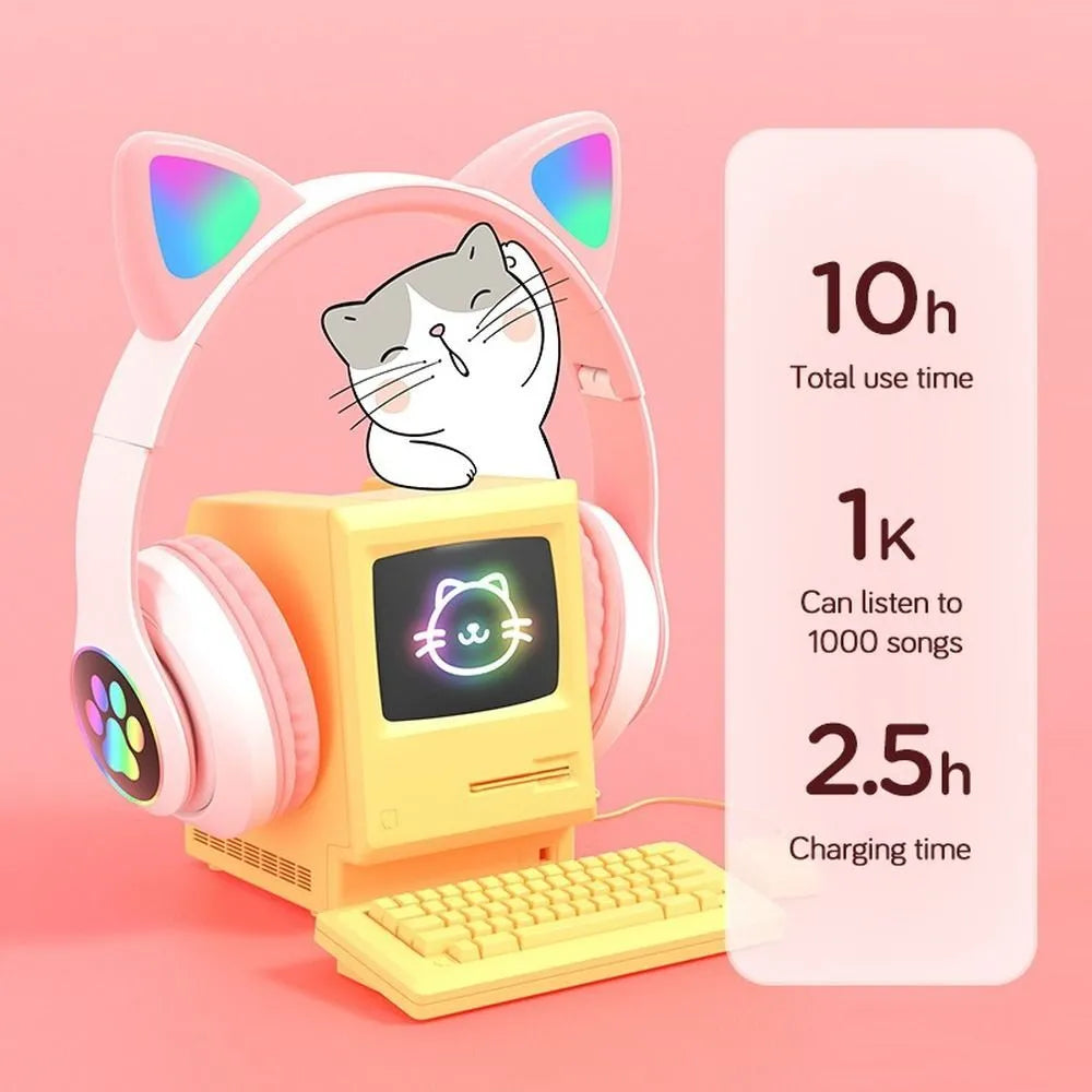 CAT EAR HEADPHONES BLUETOOTH WIRELESS HEADSETS