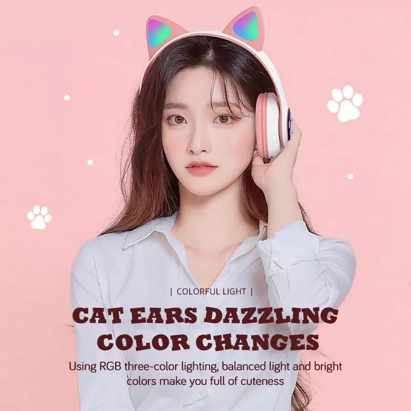 CAT EAR HEADPHONES BLUETOOTH WIRELESS HEADSETS