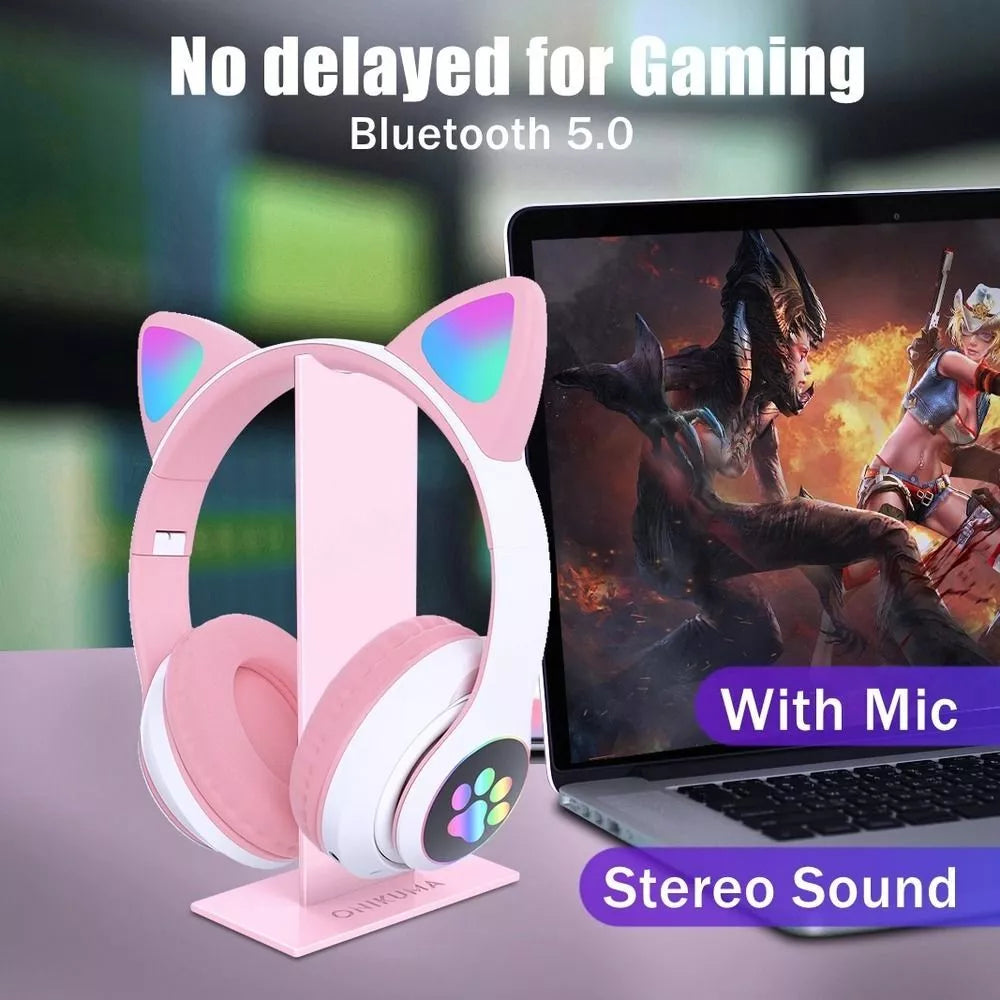 CAT EAR HEADPHONES BLUETOOTH WIRELESS HEADSETS