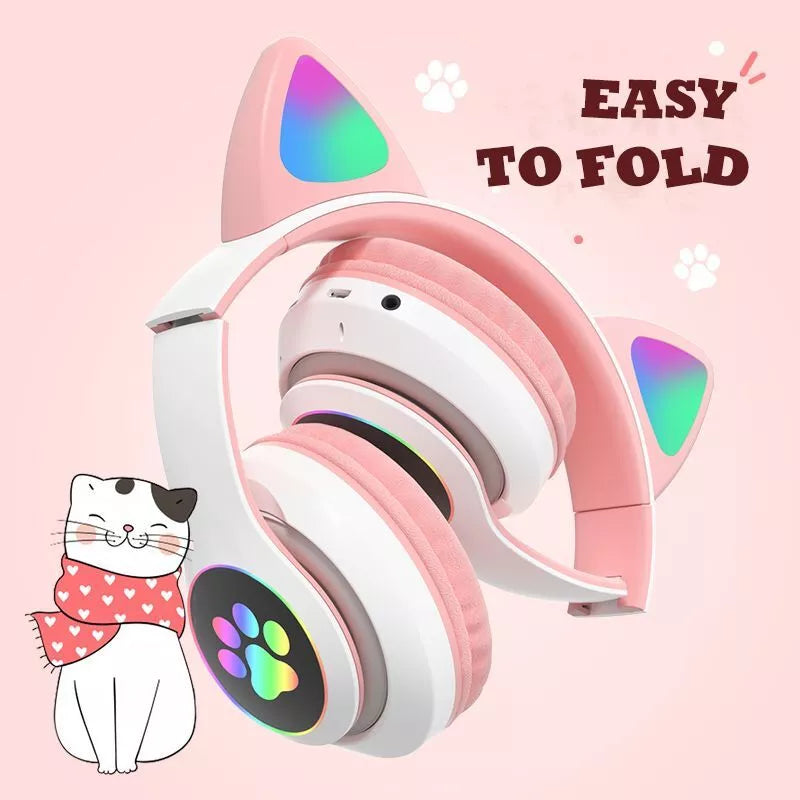 CAT EAR HEADPHONES BLUETOOTH WIRELESS HEADSETS