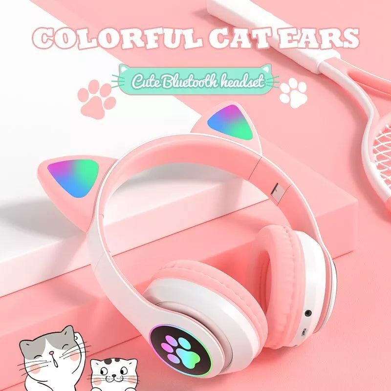 CAT EAR HEADPHONES BLUETOOTH WIRELESS HEADSETS