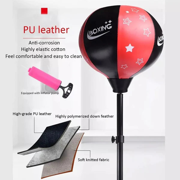KIDS BOXING STAND GLOVES & PUMP (HEIGHT-ADJUSTABLE)