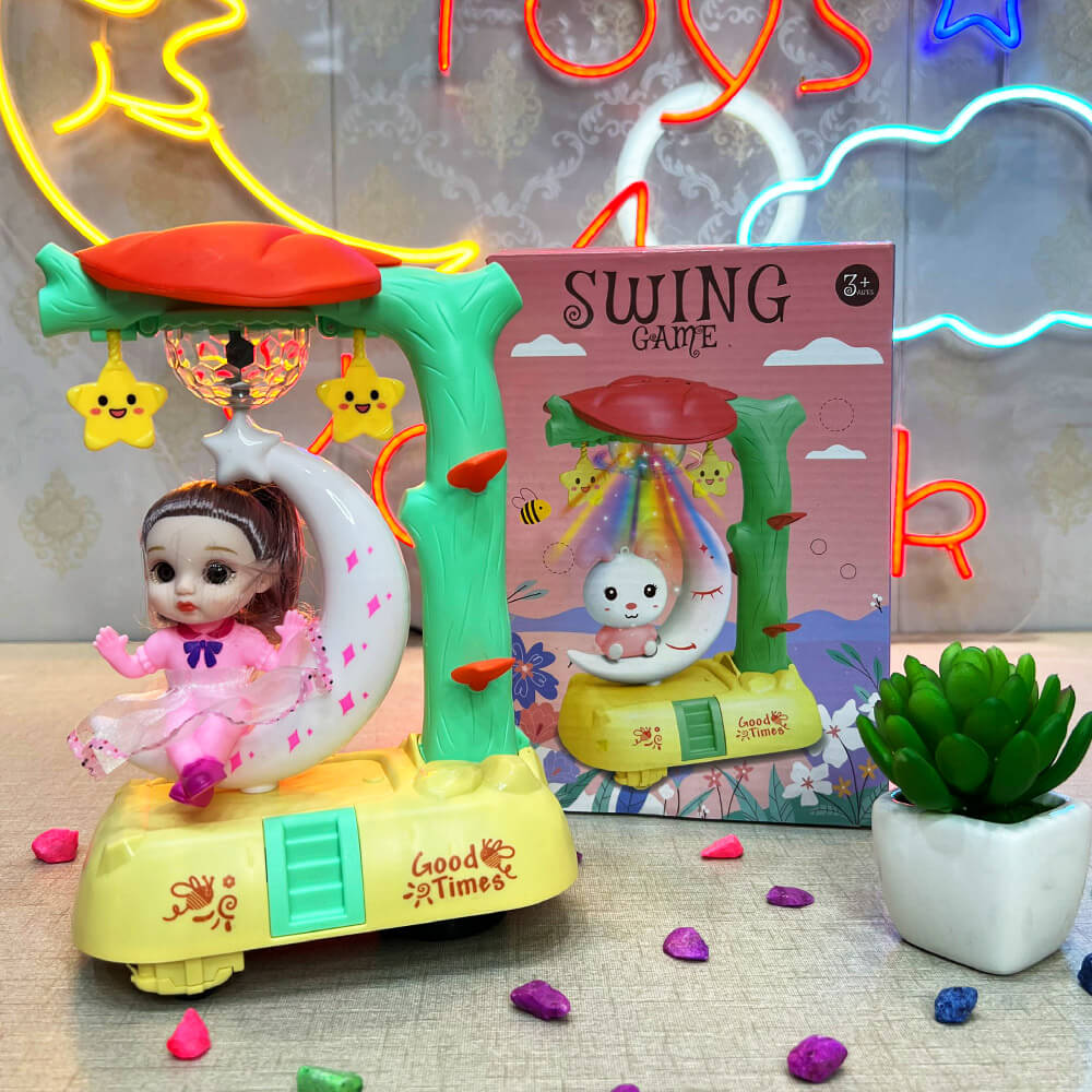 MUSICAL SWING DOLL WITH ROTATING MOON