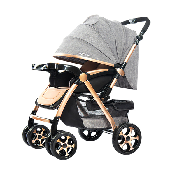 BIG SIZE LUXURY FOLDABLE BABY STROLLER TWO WAY HANDLE